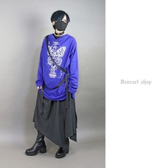 送料無料/[APPAREL]/ディオラート/ドレープネック・ベルト付 バタフライ カットソー ブルー (L) ゴスロリ・パンク/Deorart