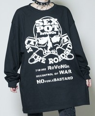 [APPAREL]/セックスポットリベンジ/安ピンドクロ BIG ロングスリーヴ カットソー 黒 x 白 (F) ゴスロリ・パンク/SEX POT ReVeNGe