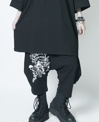 送料無料/[APPAREL]/セックスポットリベンジ/EYELETRING SKULL LOOSE Sarouel Pants 黒×白 (M) ゴスロリ・パンク/SEX POT ReVeNGe