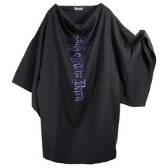 送料無料/[APPAREL]/ディオラート/オーバーサイズ・五分袖 ドレープカットソー [gothic eyes] ブラック x パープル (L) ゴスロリ・パンク