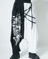 送料無料/[APPAREL]/セックスポットリベンジ/EYELETRING SKULL LOOSE Sarouel Pants 黒 + 白×白 (M) ゴスロリ・パンク/SEX POT ReVeNGe