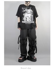 送料無料/[APPAREL]/ディオラート/ベルトディテール・ルーズ テーパードパンツ ブラック (M) ゴスロリ・パンク/Deorart