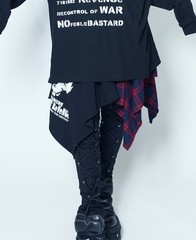 送料無料/[APPAREL]/セックスポットリベンジ/PUNKISH CHECK BICOLOR アシンメトリー スカート 黒 + 赤チェック (M) ゴスロリ・パンク/SEX