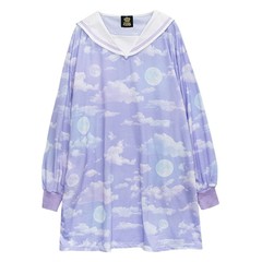 送料無料/[APPAREL]/リッスンフレーバー/夢見る月夜 総柄セーラーワンピ Dreamy Sky (F) ゴスロリ・パンク/LISTEN FLAVOR