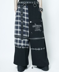 送料無料/[APPAREL]/セックスポットリベンジ/PUNKISH CHECK BICOLOR ワイドパンツ 黒 + 灰チェック (M) ゴスロリ・パンク/SEX POT ReVeNG