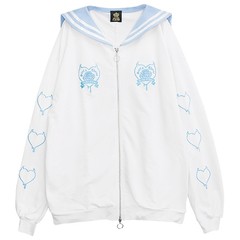 送料無料/[APPAREL]/リッスンフレーバー/天国の薔薇セーラーブルゾン（ミニ裏毛） WHITE (F) ゴスロリ・パンク/LISTEN FLAVOR