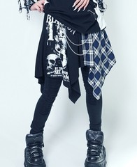 送料無料/[APPAREL]/セックスポットリベンジ/PUNKISH CHECK BICOLOR アシンメトリー スカート 黒 +  白チェック (M) ゴスロリ・パンク/SE