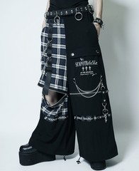 送料無料/[APPAREL]/セックスポットリベンジ/CUSTOM PUNKISH CHECK BICOLOR ワイドパンツ 黒 + 灰チェック (M) ゴスロリ・パンク/SEX POT