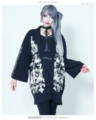 送料無料/[APPAREL]/セックスポットリベンジ/UROBOROS D.V.U/PUNKISH カーディガン 黒 x 白 + 赤グラデ (F) ゴスロリ・パンク/SEX POT Re