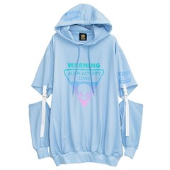 送料無料/[APPAREL]/リッスンフレーバー/エイリアン セパレート袖ベルトパーカー（ミニ裏毛） LIGHT BLUE (F) ゴスロリ・パンク/LISTEN F