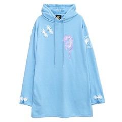 送料無料/[APPAREL]/リッスンフレーバー/ドラゴン インヤンチャイナパーカー(裏毛) L.BLUE x WHITE (F) ゴスロリ・パンク/LISTEN FLAVOR