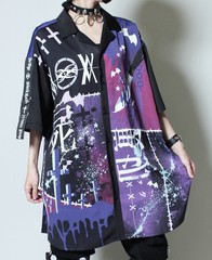 送料無料/[APPAREL]/セックスポットリベンジ/VAMPIRE DOLL フルカラー ビッグ シャツ 紫ベースフルカラー (F) ゴスロリ・パンク/SEX POT 