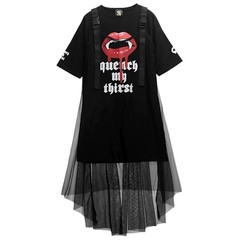 送料無料/[APPAREL]/リッスンフレーバー/ヴァンパイア シースルーワンピ(天竺) BLACK (F) ゴスロリ・パンク/LISTEN FLAVOR