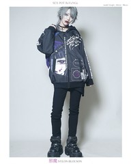 送料無料/[APPAREL]/セックスポットリベンジ/邪魔 ナイロン ブルゾン 黒紫 (M) ゴスロリ・パンク/SEX POT ReVeNGe