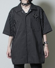 送料無料/[APPAREL]/セックスポットリベンジ/NEVER MIND BLACK PUNK STRIPE BIG シャツ (F) ゴスロリ・パンク/SEX POT ReVeNGe