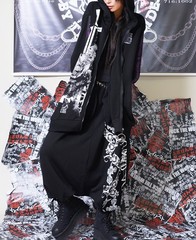 送料無料/[APPAREL]/セックスポットリベンジ/ARCANA SIDE LINE LOOSE サルエル パンツ 黒+白ライン x 黒+白 (F) ゴスロリ・パンク/SEX PO