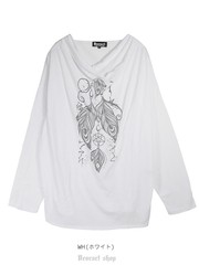 送料無料/[APPAREL]/ディオラート/ドレープネック・プリント 長袖カットソー ホワイト (L) ゴスロリ・パンク/Deorart