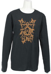 [APPAREL]/マキシマム/スチーム・ニャンク バタフライロングTシャツ ブラック x アンティークゴールド (M) ゴスロリ・パンク/MAXICIMAM