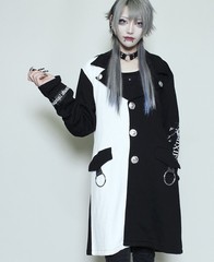 送料無料/[APPAREL]/セックスポットリベンジ/S.P.R HYBRID ROCK コート ジャケット 白+黒×白 (L) ゴスロリ・パンク/SEX POT ReVeNGe