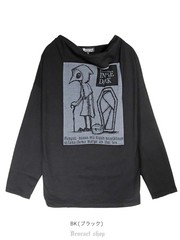 送料無料/[APPAREL]/ディオラート/ドレープネック・プリント 長袖カットソー ブラック (L) ゴスロリ・パンク/Deorart