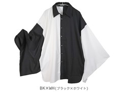 送料無料/[APPAREL]/ディオラート/[着物袖] ルーズ振袖・ユニセックスシャツ ブラック x ホワイト (M) ゴスロリ・パンク/Deorart