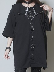 送料無料/[APPAREL]/セックスポットリベンジ/CUSTOM PLATTER COLLAR 2WAY CUT カーディガン 黒 x 黒 (F) ゴスロリ・パンク/SEX POT ReVeN