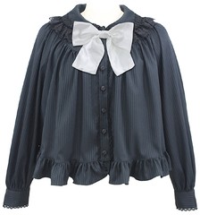 送料無料/[APPAREL]/マキシマム/クレールドリュンヌ ティーパーティーブラウス 黒×白 (F) ゴスロリ・パンク/MAXICIMAM