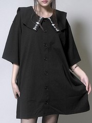 送料無料/[APPAREL]/セックスポットリベンジ/PLATTER COLLAR 2WAY CUT カーディガン 黒 x 黒 (F) ゴスロリ・パンク/SEX POT ReVeNGe