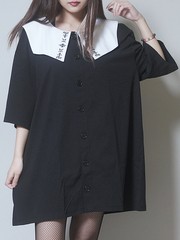 送料無料/[APPAREL]/セックスポットリベンジ/PLATTER COLLAR 2WAY CUT カーディガン 黒 x 白 (F) ゴスロリ・パンク/SEX POT ReVeNGe