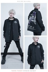 送料無料/[APPAREL]/セックスポットリベンジ/NOISE NIGHT コーチジャケット 黒×シルバー+白＋紫 (F) ゴスロリ・パンク/SEX POT ReVeNGe