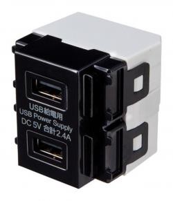 【新品/取寄品/代引不可】USB2ポートUSB給電用コンセント ブラック色 TAP-KJUSB2BK
