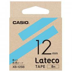 【新品/取寄品/代引不可】Lateco用テープ 12mm 水色/黒文字 XB-12SB