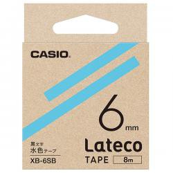 【新品/取寄品/代引不可】Lateco用テープ 6mm 水色/黒文字 XB-6SB