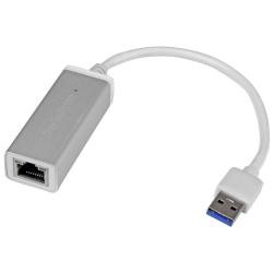 【新品/取寄品/代引不可】USB 3.0-ギガビットイーサネット有線LANアダプタ (シルバー) USB 3.0 A (オス) 