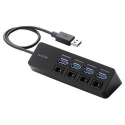 【新品/取寄品】USBHUB3.0/個別スイッチ付き/マグネット付き/バスパワー/4ポート/ブラック U3H-S418BBK