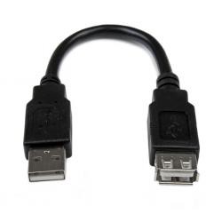 【新品/取寄品/代引不可】15cm USB2.0延長アダプタケーブル USB A(オス)-USB A(メス) ブラック USBE