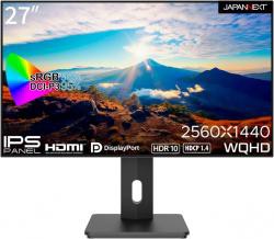 【新品/取寄品】27インチ ワイド液晶ディスプレイ(2560x1440/IPS/非光沢/HDMIx2/DP/チルト/高さ調整/ス