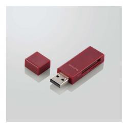 【新品/取寄品/代引不可】カードリーダー/スティックタイプ/USB2.0対応/SD+microSD対応/レッド MR-D205R