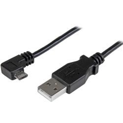 【新品/取寄品/代引不可】充電&同期用 Micro USBケーブル 2m L型右向き USB A オス - USBマイクロ オス