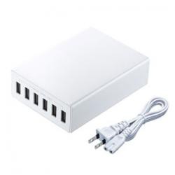 【新品/取寄品】USB充電器(6ポート・合計12A・ホワイト) ACA-IP67W