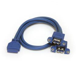 【新品/取寄品/代引不可】2ポート USB 3.0 パネルマウント型ケーブル 2x USB A メス - 1x IDC 20ピン