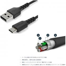 【新品/取寄品/代引不可】1m USB-A-USB-C ケーブル USB 2.0準拠 ブラック RUSB2AC1MB