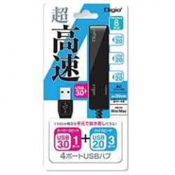 【新品/取寄品/代引不可】4ポートUSBハブ USB3.0(1ポート)+USB2.0(3ポート) ブラック UH-3014BK