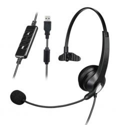 【新品/取寄品/代引不可】USB接続 ノイズキャンセリングマイク付きヘッドセット(片耳タイプ)ブラック MDS-HSUAKM01