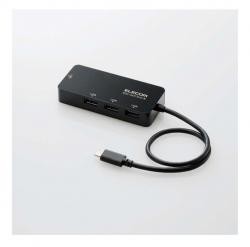 【新品/取寄品/代引不可】有線LANアダプタ/Giga対応/USB3.1/Type-C/USBハブ付/ブラック EDC-GUC3