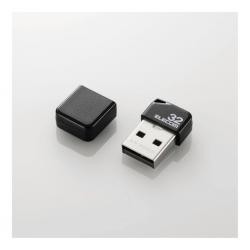 【新品/取寄品/代引不可】USBメモリ/USB2.0/小型/キャップ付/32GB/ブラック MF-SU2B32GBK
