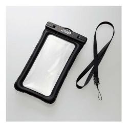 【新品/取寄品/代引不可】スマートフォン用防水ケース/IPX8/ネックストラップ付属/水没防止構造/ブラック P-WPSF04B