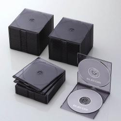 【新品/取寄品/代引不可】CD/DVDスリムプラケース/2枚収納/50パック/クリアブラック CCD-JSCSW50CBK