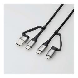 【新品/取寄品/代引不可】4in1 USBケーブル/USB-A+USB-C/Micro-B+USB-C/USB Power De
