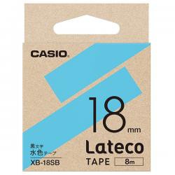 【新品/取寄品/代引不可】Lateco用テープ 18mm 水色/黒文字 XB-18SB